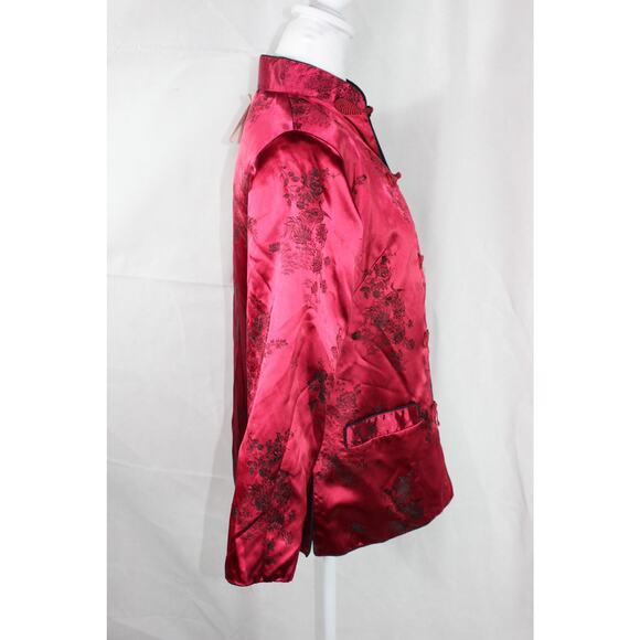 Vintage Oriental Reversable Jacket Frog Closure Black and Red with Pockets M - Picture 4 of 16